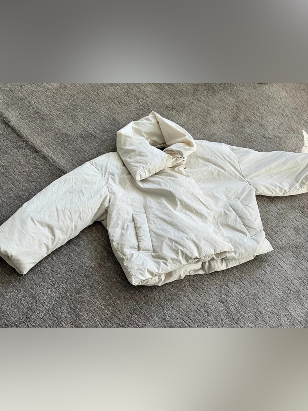 ZARA White Puffer Jacket.
